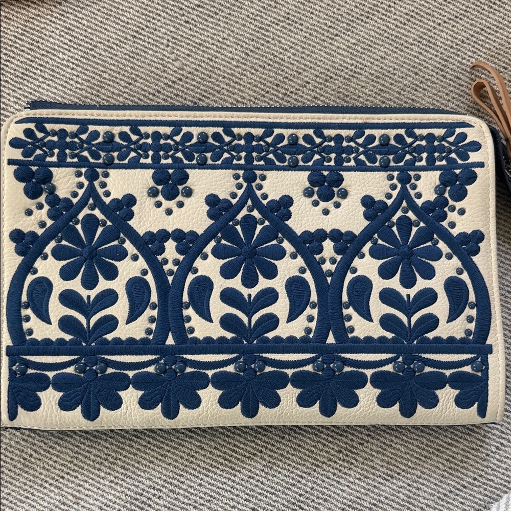Brighton embroidered clutch, purse
Blue and small card wallet